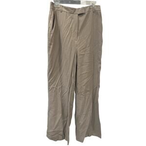 Topshop Flat Front Tan Beige Straight Leg Casual High Waist Pants Trousers 6 NWT